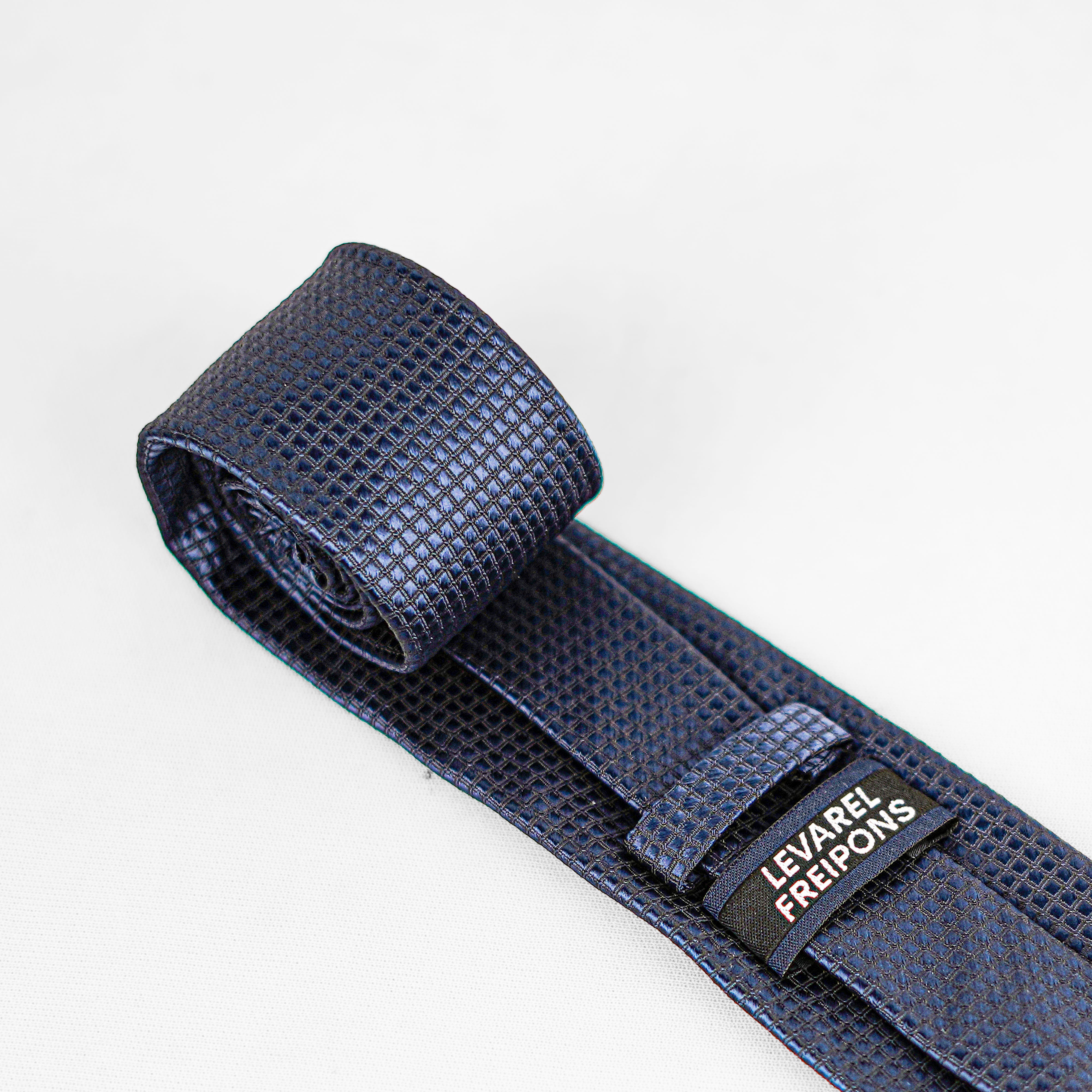 Lyxig Marinblå Texturerad Slips & Manschettknappar – Presentbox (3-delar)