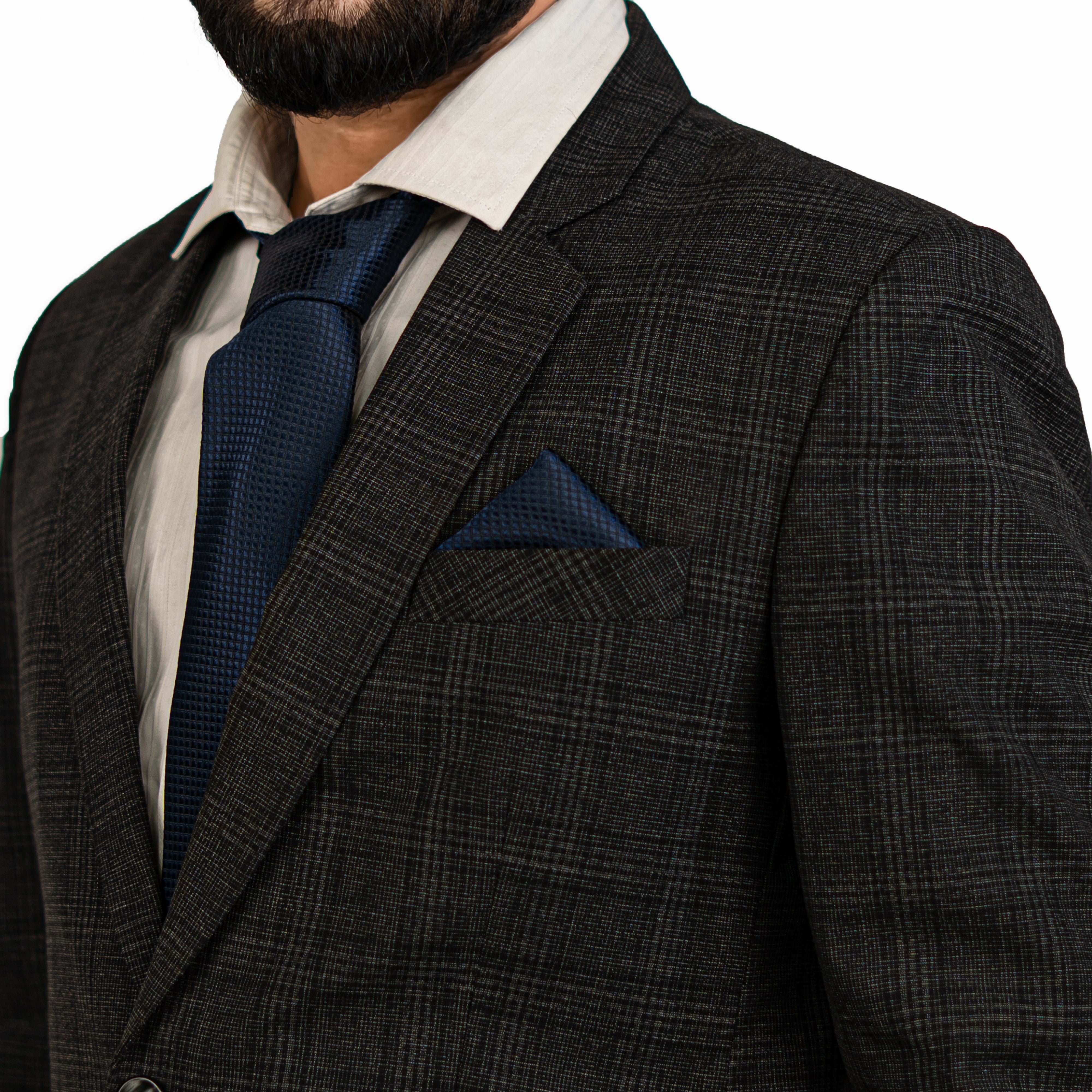 Lyxig Marinblå Texturerad Slips & Manschettknappar – Presentbox (3-delar)