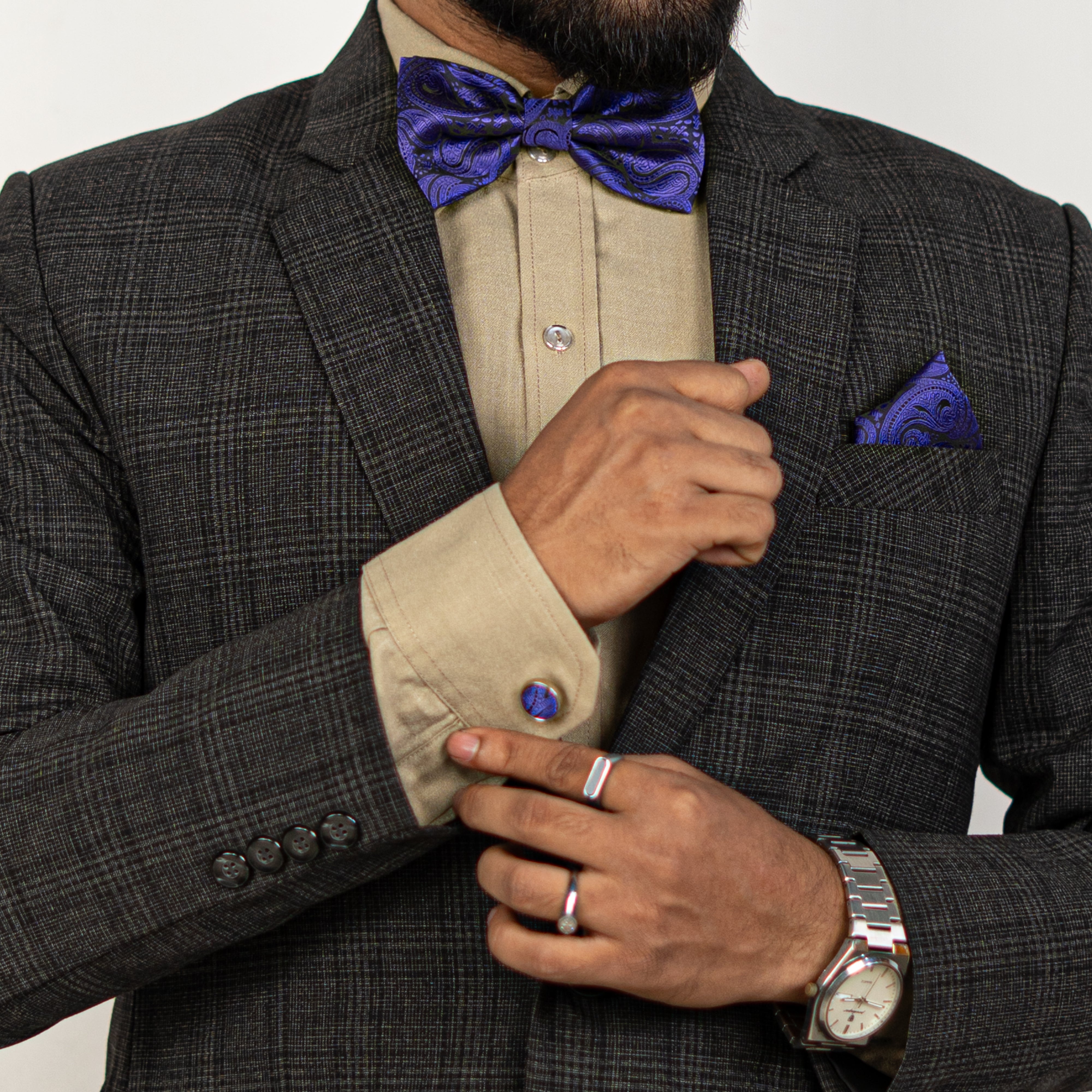 Lyxig Lila Paisley Fluga & Manschettknappar – Presentbox (3-delar)