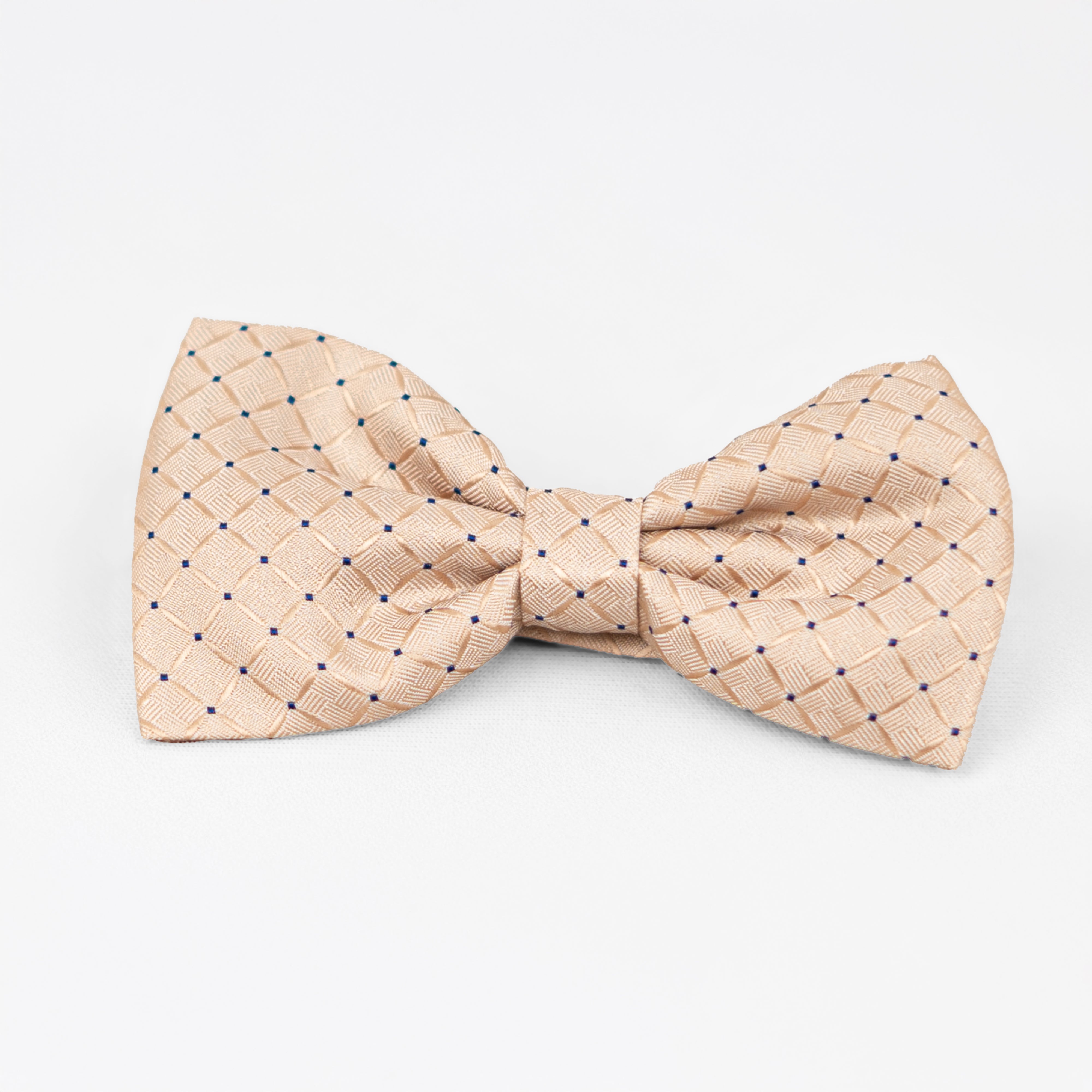 Lyxig Beige Rutmönstrad Fluga & Manschettknappar – Presentbox (3-delar)