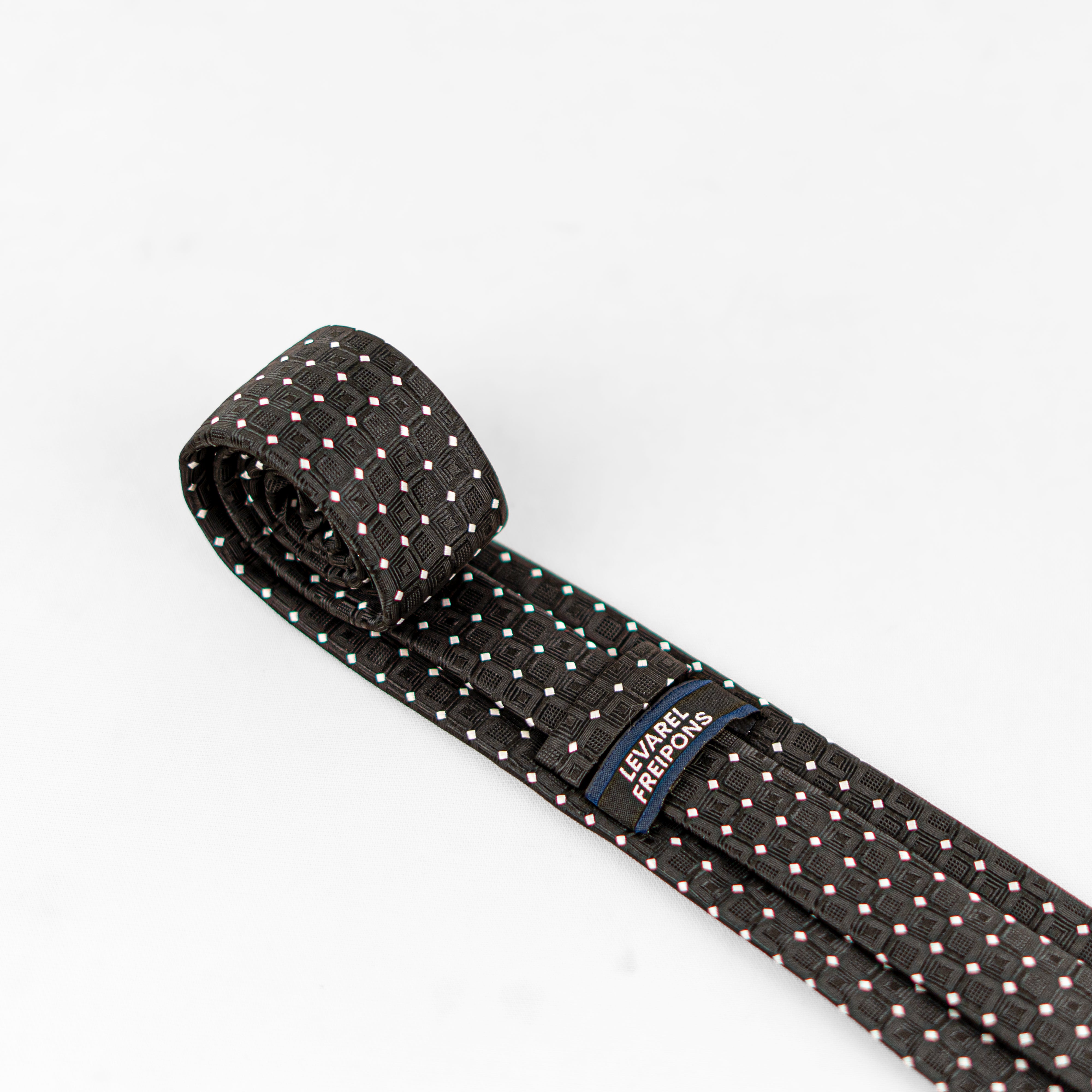 Lyxig Svart Geometrisk Slips & Manschettknappar – Presentbox (3-delar)