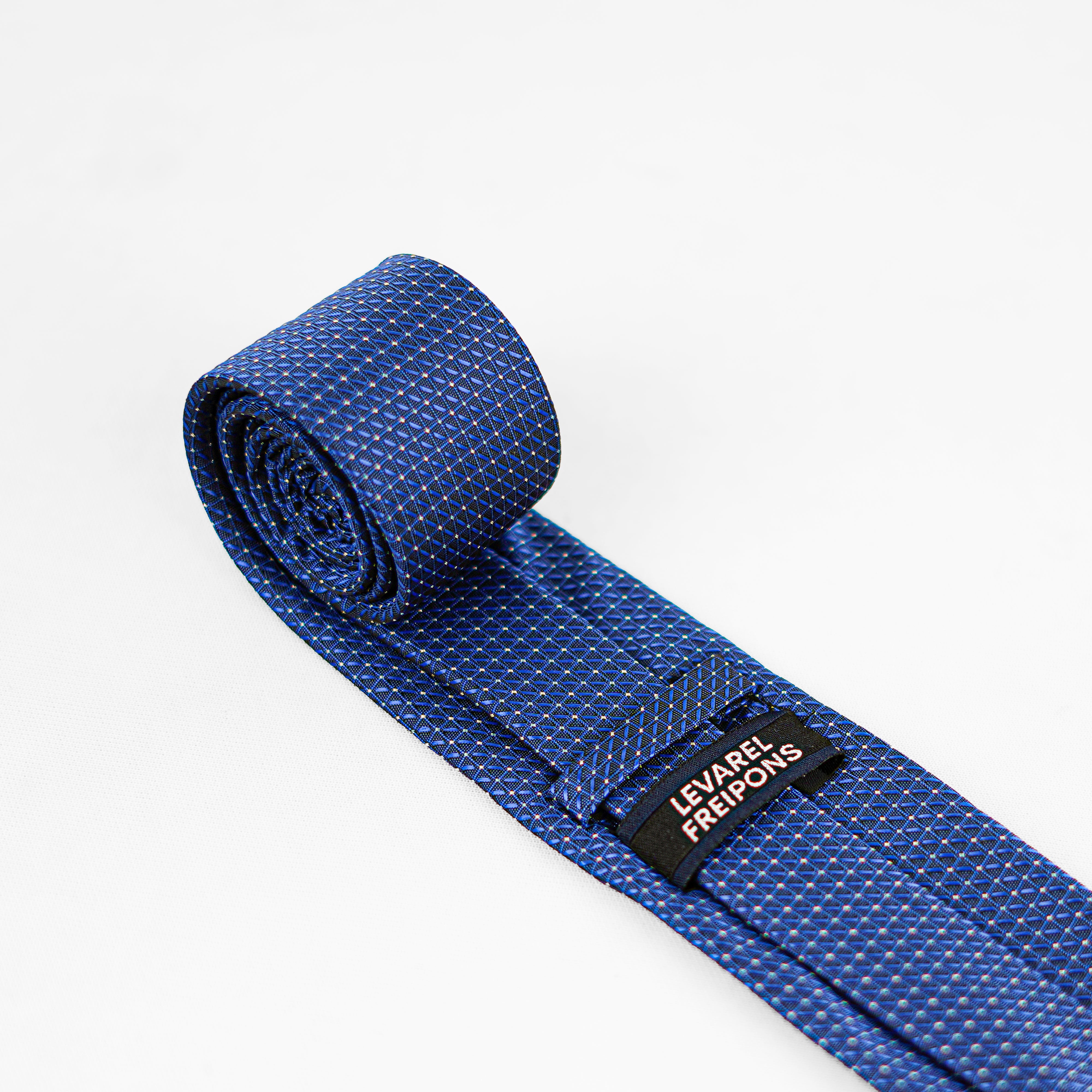 Lyxig Blå Geometrisk Slips & Manschettknappar – Presentbox (3-delar)