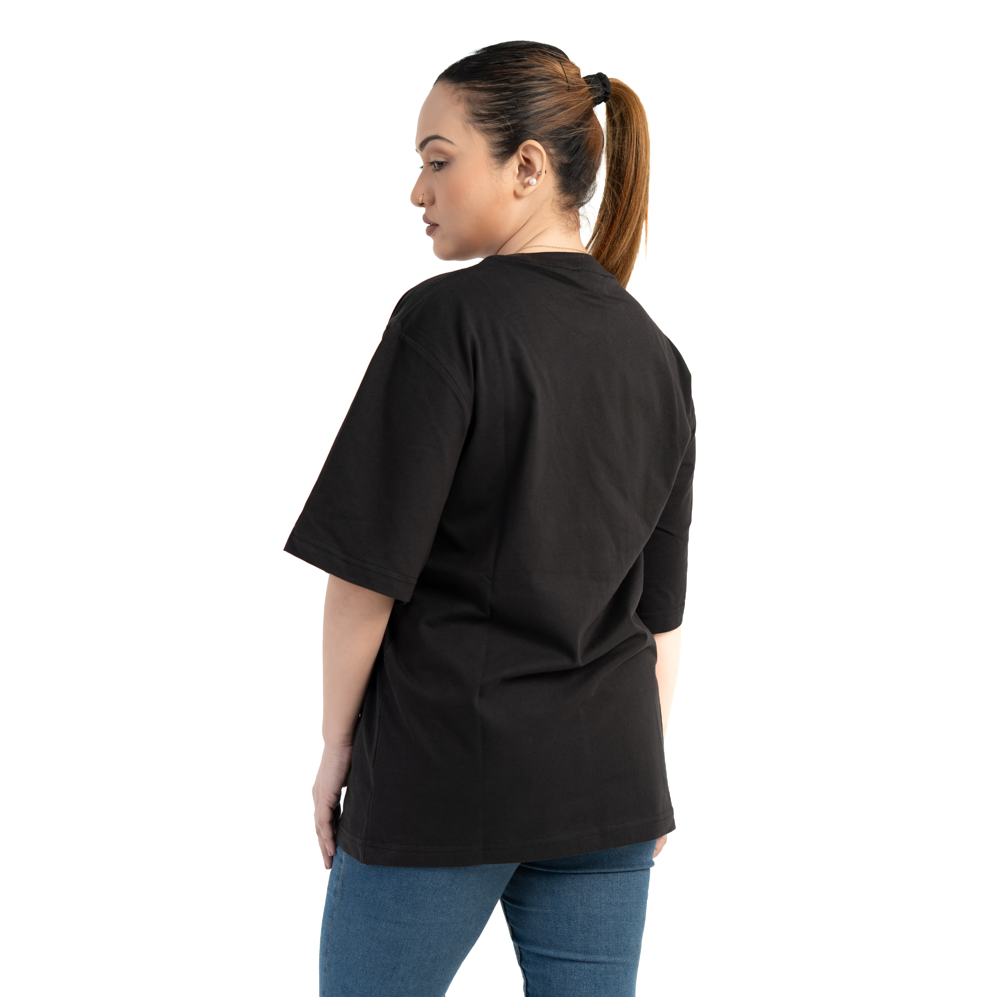 Svart Oversized T-shirt i Bomull