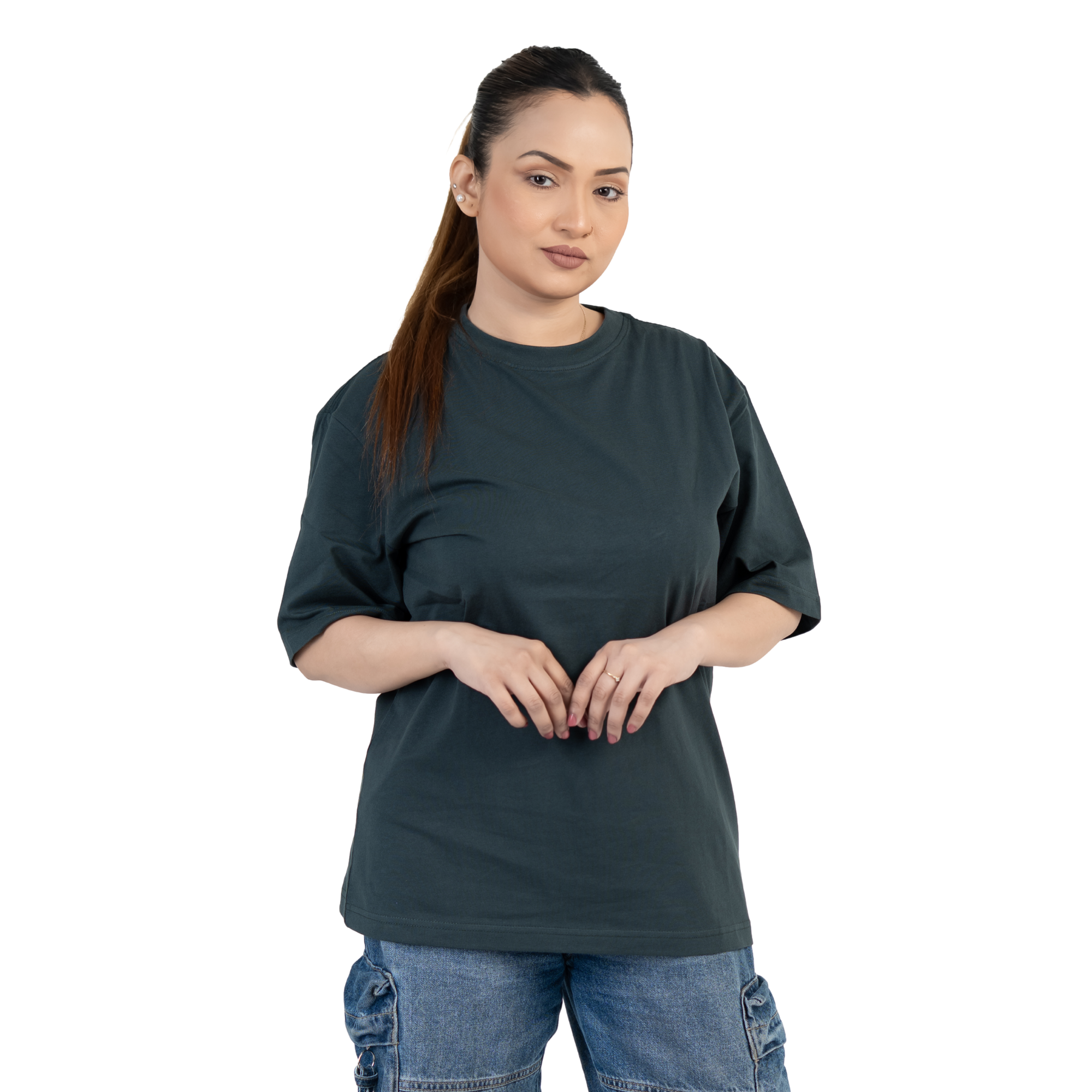Petrolgrön Oversized T-shirt i Bomul