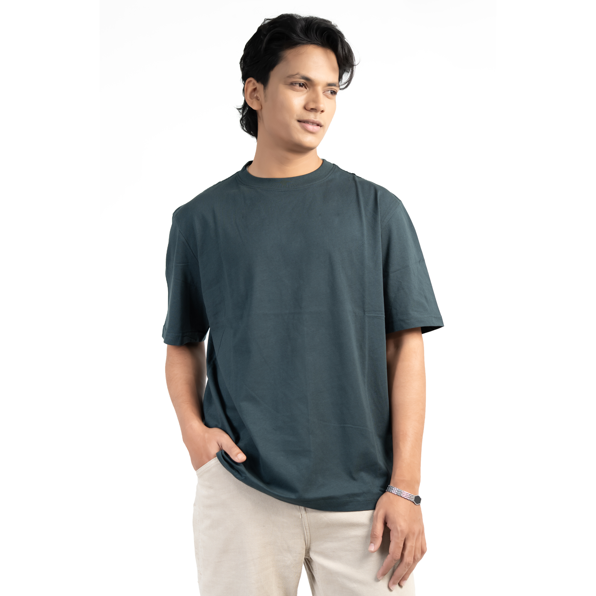 Petrolgrön Oversized T-shirt i Bomul