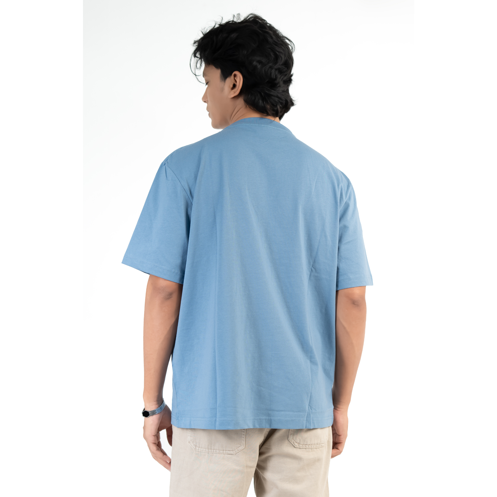 Himmelsblå Oversized T-shirt i Bomul