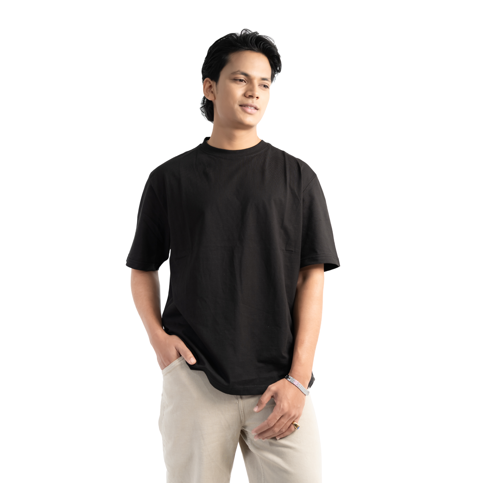 Svart Oversized T-shirt i Bomull