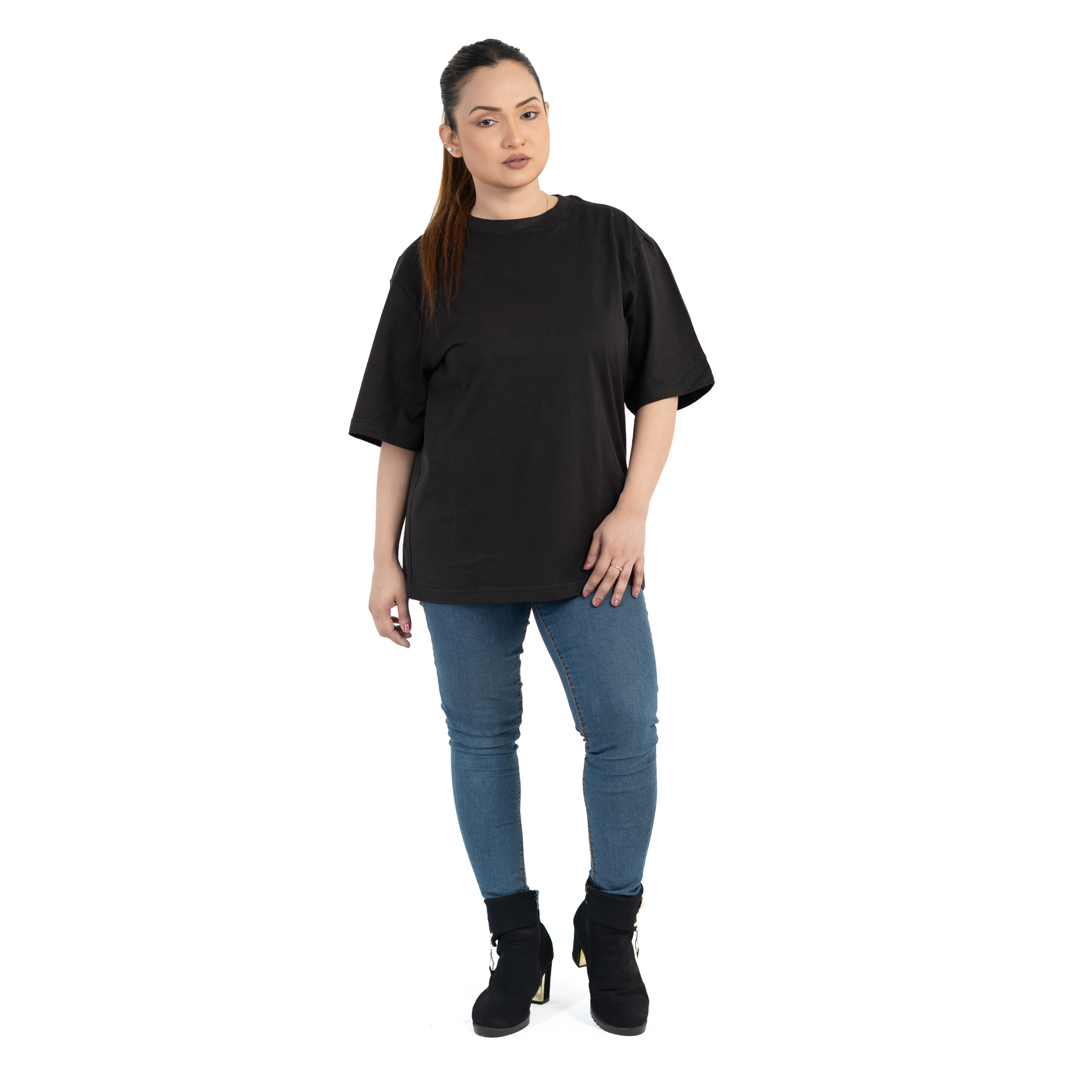 Svart Oversized T-shirt i Bomull