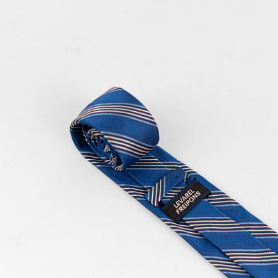Luxury Blue Striped Tie & Cufflinks – Gift Box (3-Piece Set)