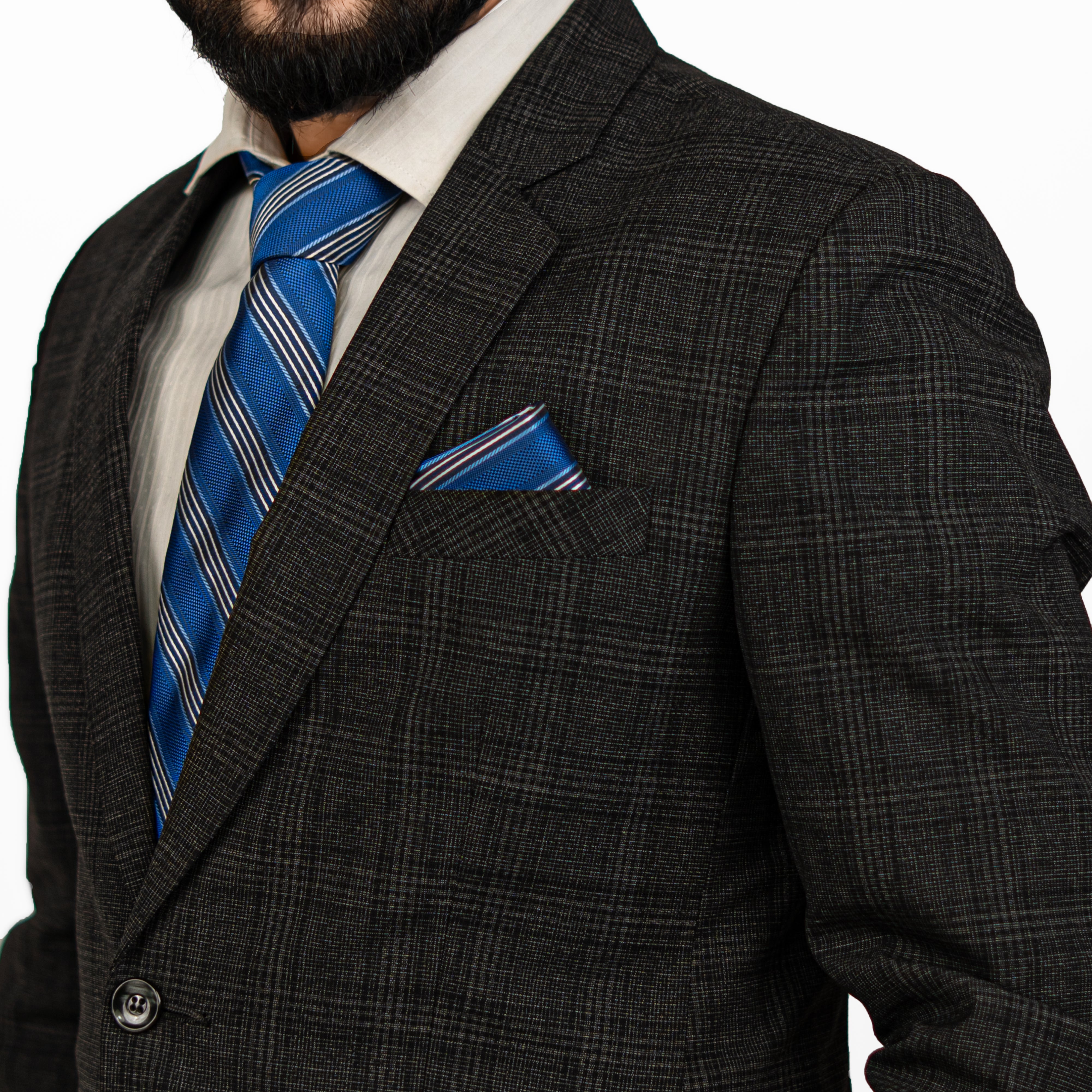 Lyxig Blå Randig Slips & Manschettknappar – Presentbox (3-delar)