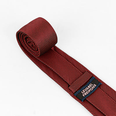 Luxury Red Textured Tie & Cufflinks – Gift Box (3-Piece Set)