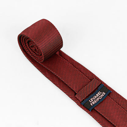 Lyxig Röd Texturerad Slips & Manschettknappar – Presentbox (3-delar)