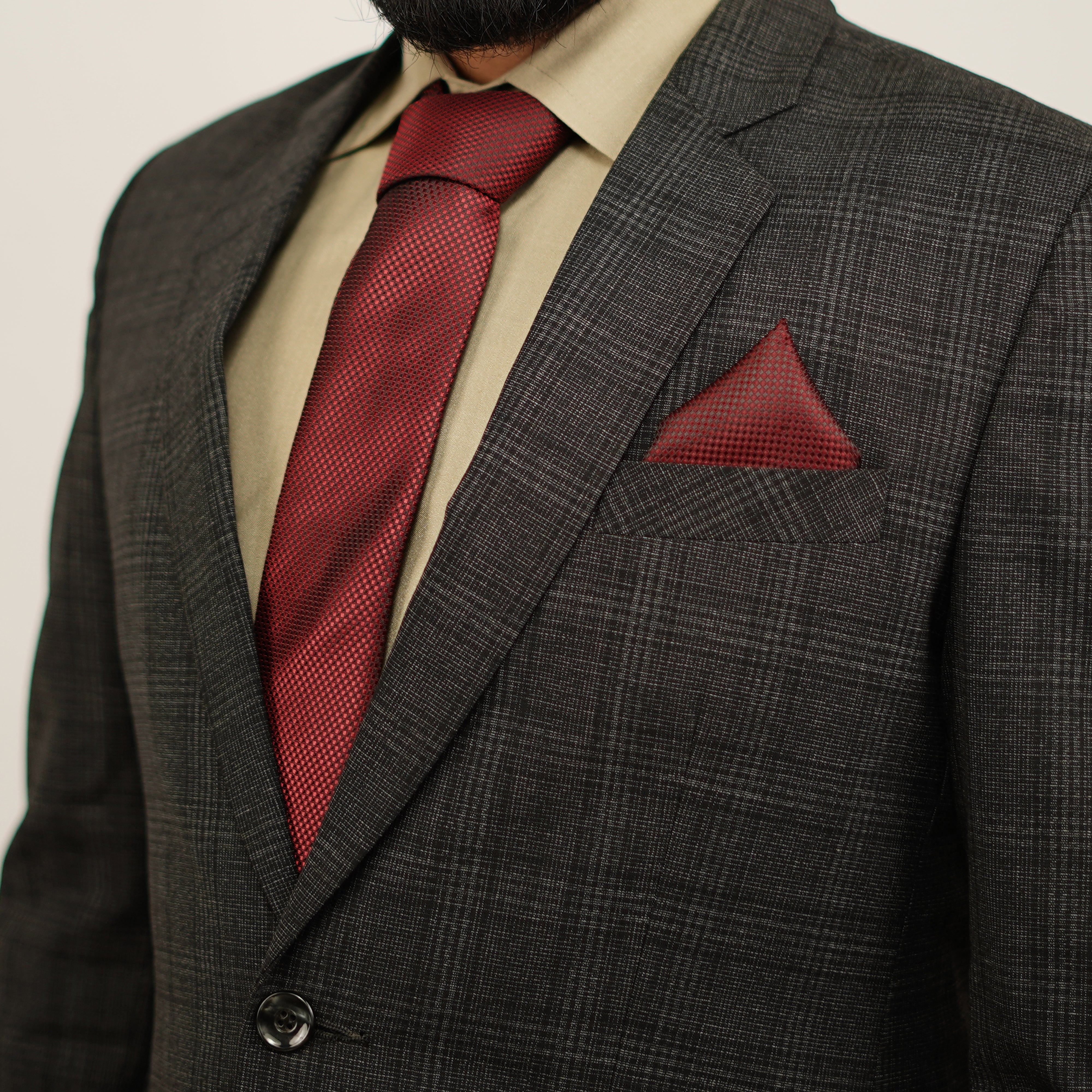 Lyxig Röd Texturerad Slips & Manschettknappar – Presentbox (3-delar)