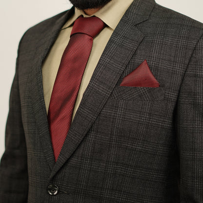 Lyxig Röd Texturerad Slips & Manschettknappar – Presentbox (3-delar)