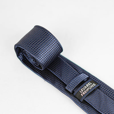 Luxury Navy Textured Tie & Cufflinks – Gift Box (3-Piece Set)