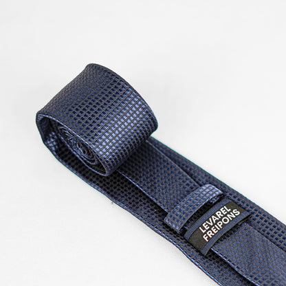 Lyxig Marinblå Texturerad Slips & Manschettknappar – Presentbox (3-delar)