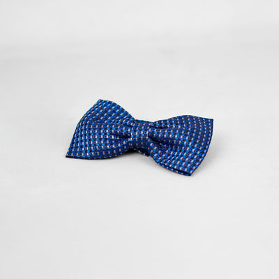 Luxury Blue Checkered Bow Tie & Cufflinks – Gift Box (3-Piece Set)