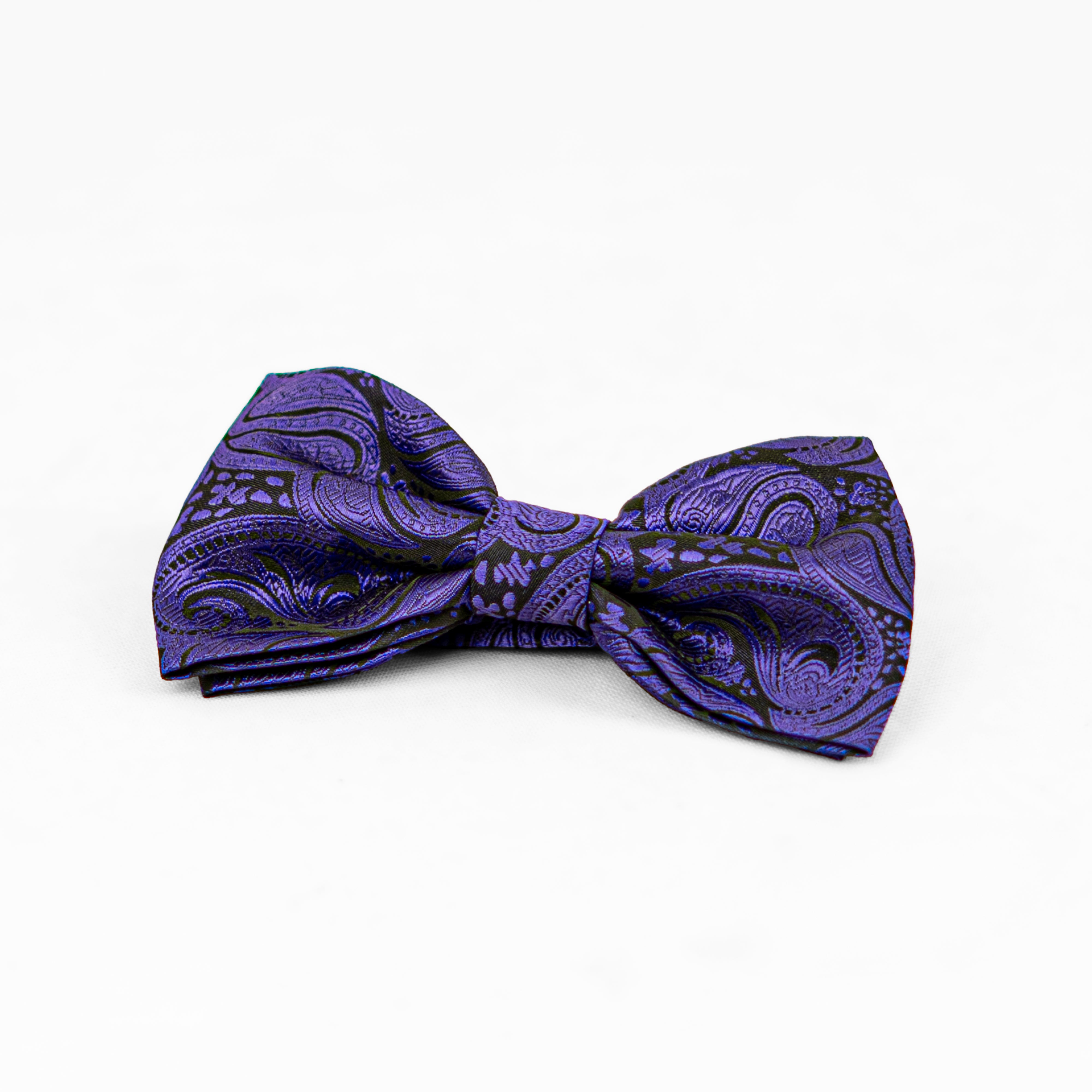 Lyxig Lila Paisley Fluga & Manschettknappar – Presentbox (3-delar)