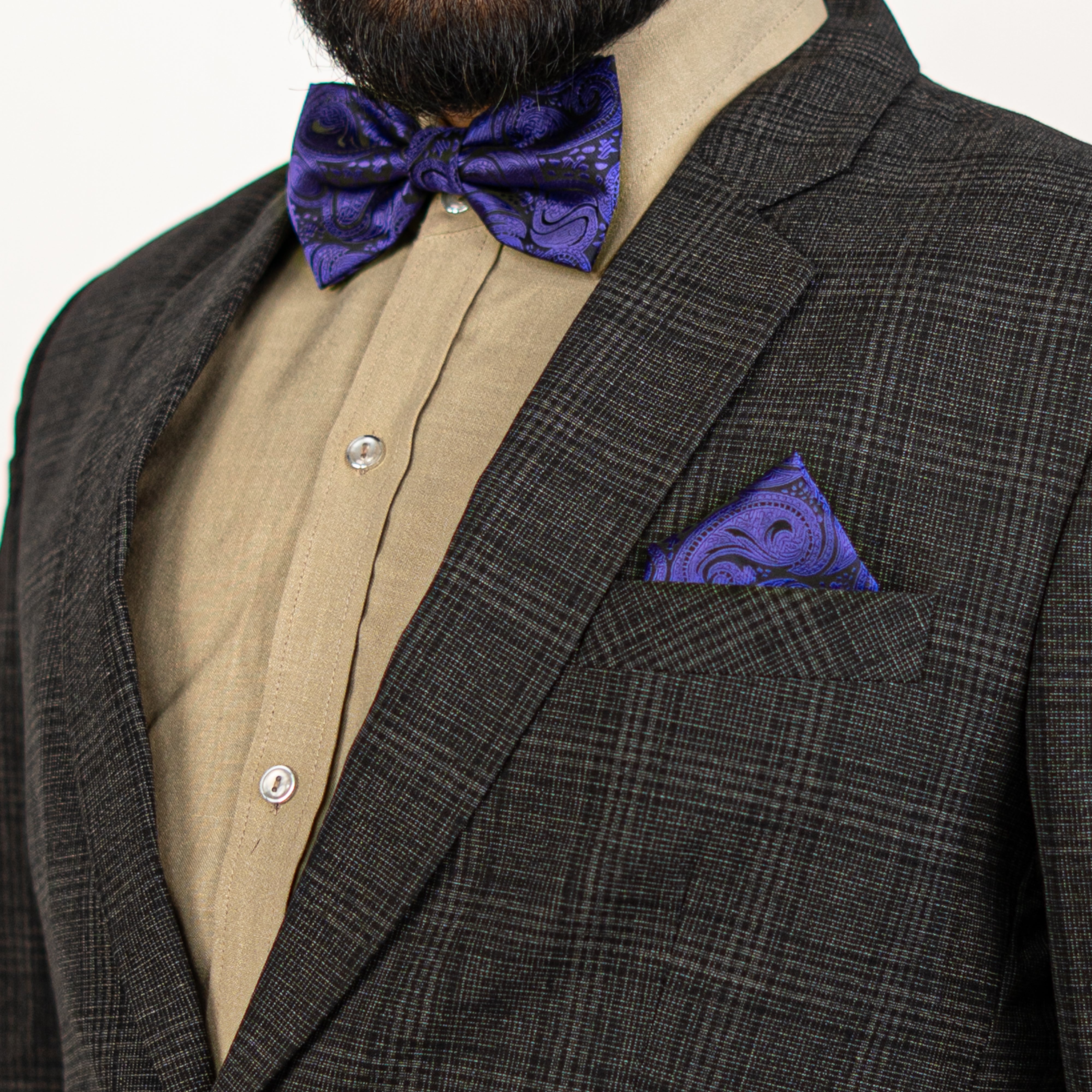 Lyxig Lila Paisley Fluga & Manschettknappar – Presentbox (3-delar)