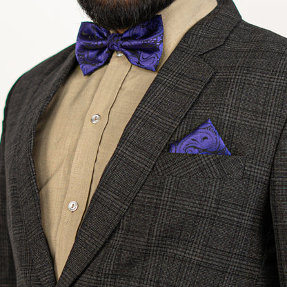 Lyxig Lila Paisley Fluga & Manschettknappar – Presentbox (3-delar)