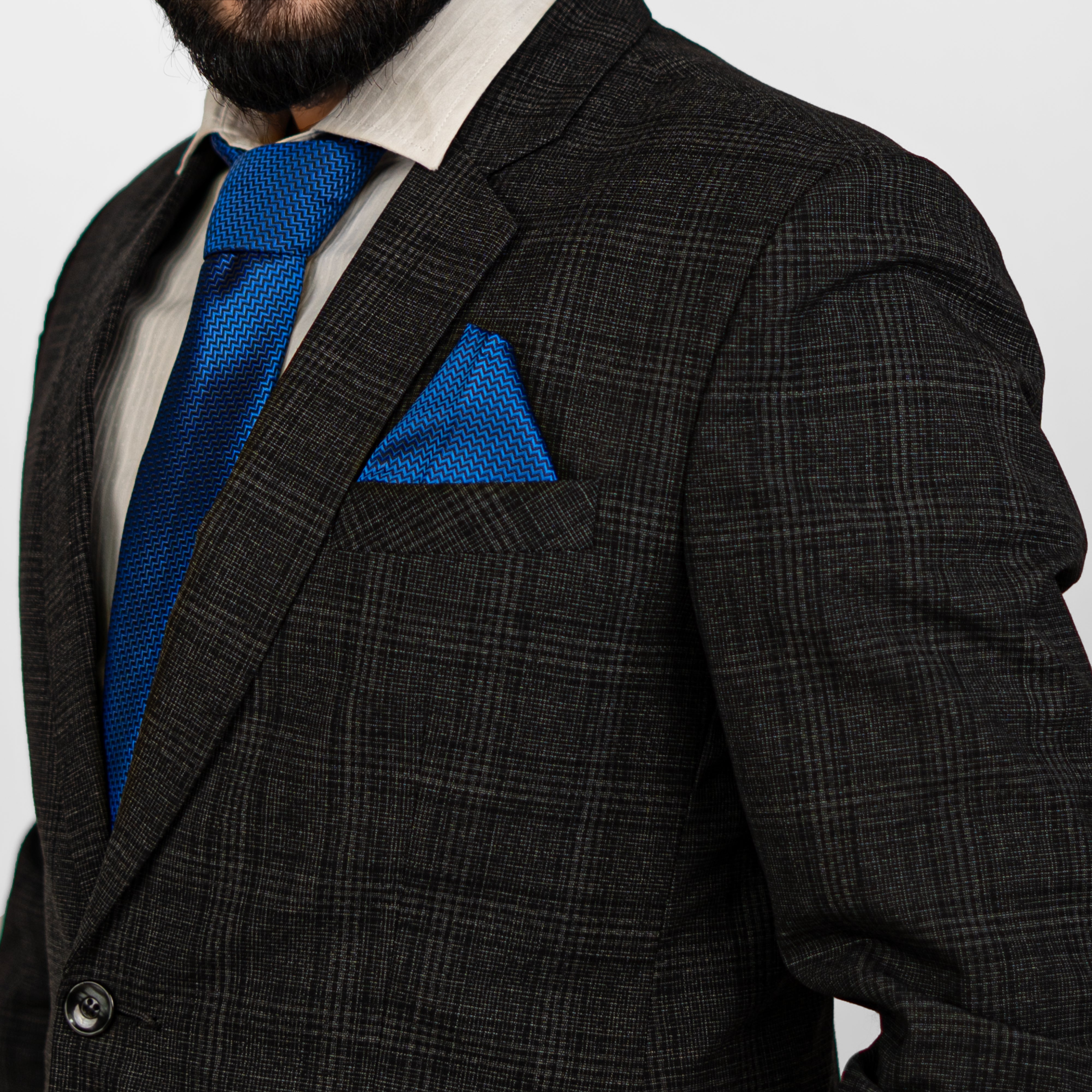 Lyxig Blå Zigzag Slips & Manschettknappar – Presentbox (3-delar)