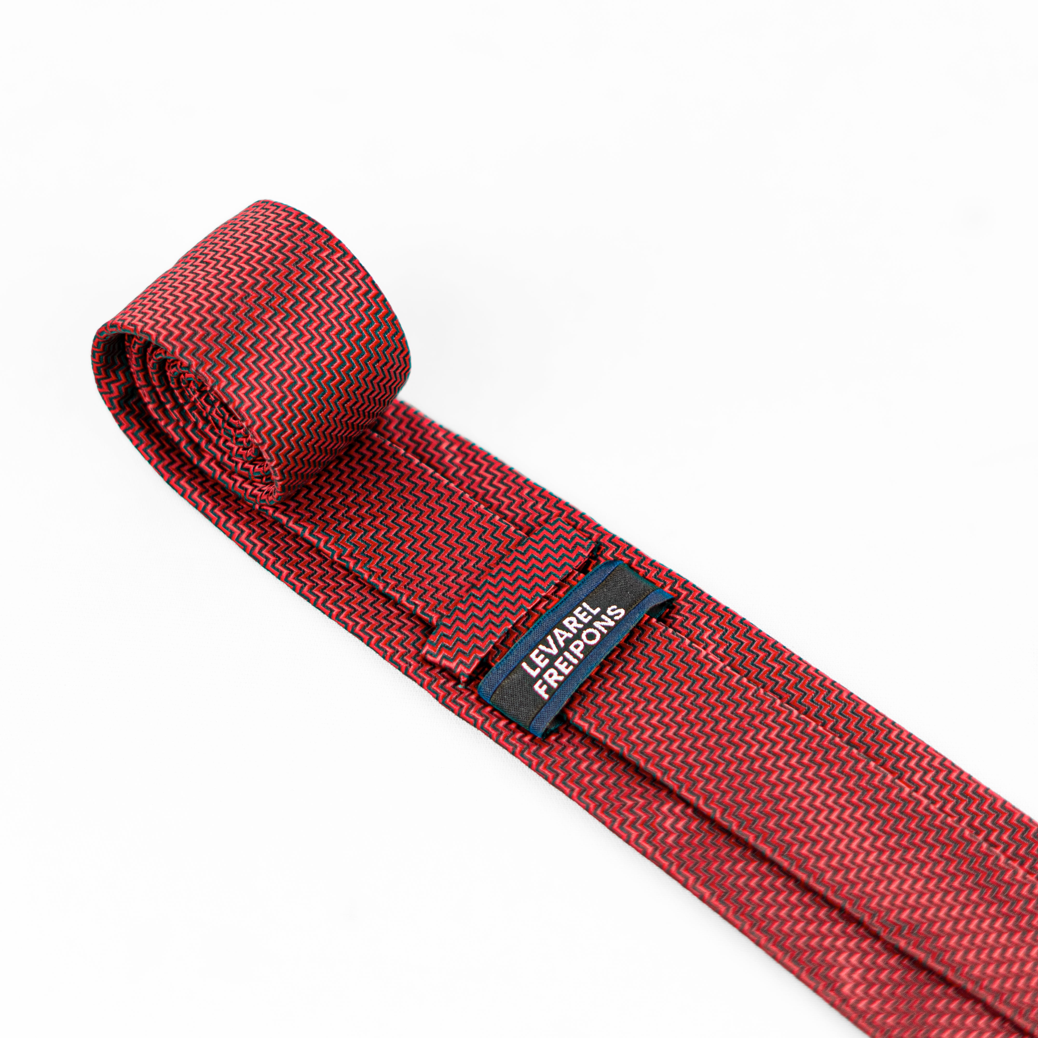 Lyxig Röd Zigzag Slips & Manschettknappar – Presentbox (3-delar)