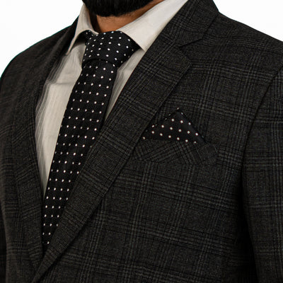 Luxury Black Geometric Tie & Cufflinks – Gift Box (3-Piece Set)