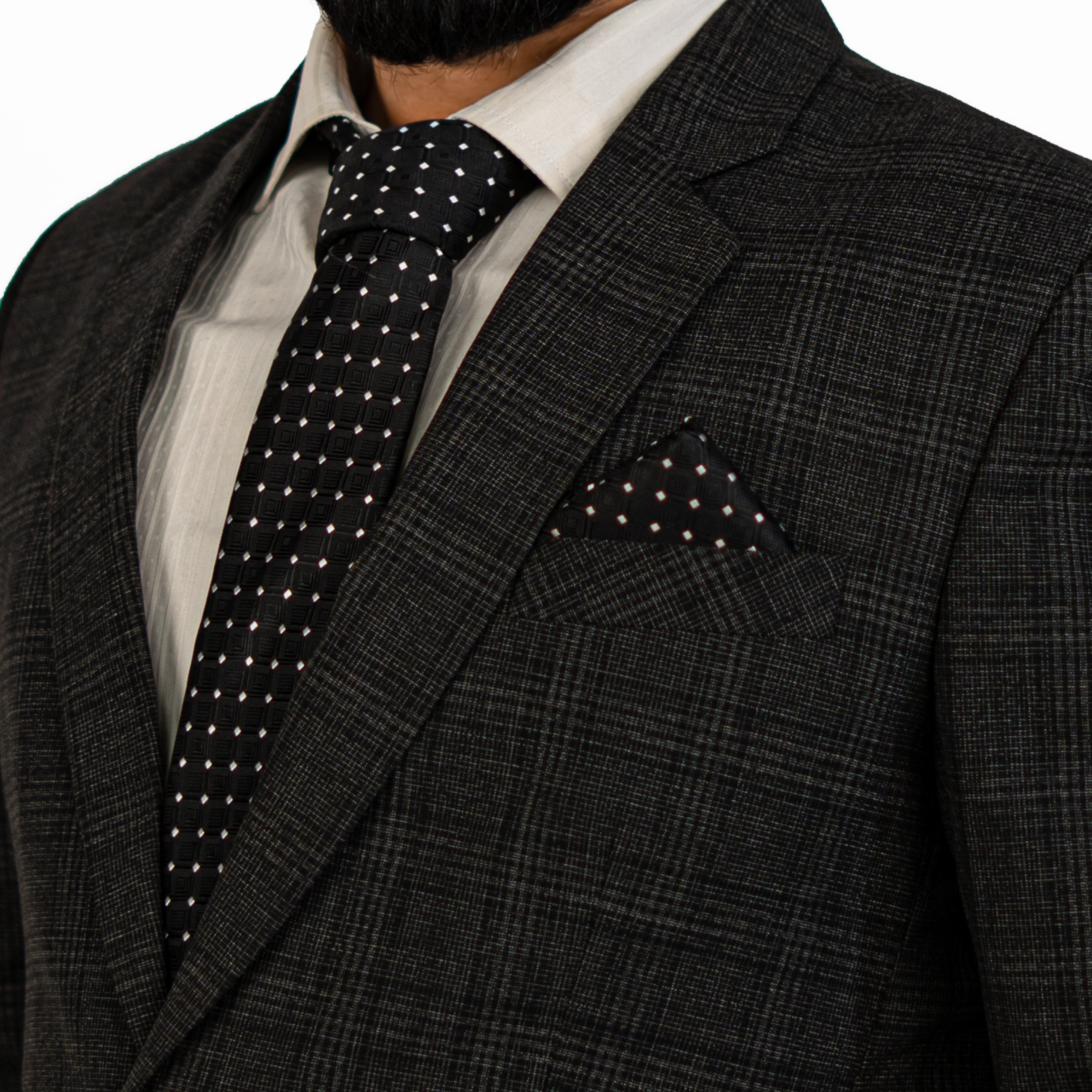 Lyxig Svart Geometrisk Slips & Manschettknappar – Presentbox (3-delar)