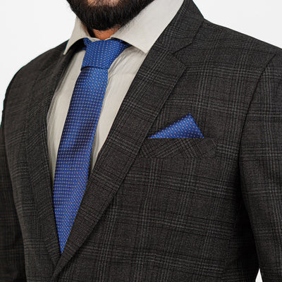 Luxury Blue Geometric Tie & Cufflinks – Gift Box (3-Piece Set)