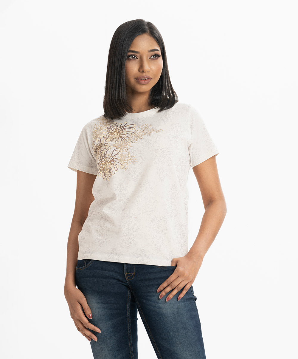 White Cotton Short Sleeve Round Neck T-shirt