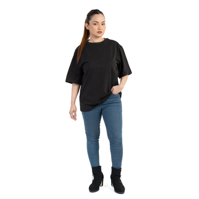 Svart Oversized T-shirt i Bomull