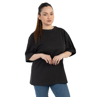 Svart Oversized T-shirt i Bomull