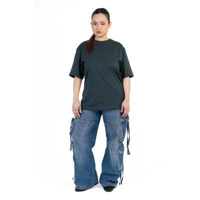 Petrolgrön Oversized T-shirt i Bomul