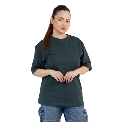 Petrolgrön Oversized T-shirt i Bomul