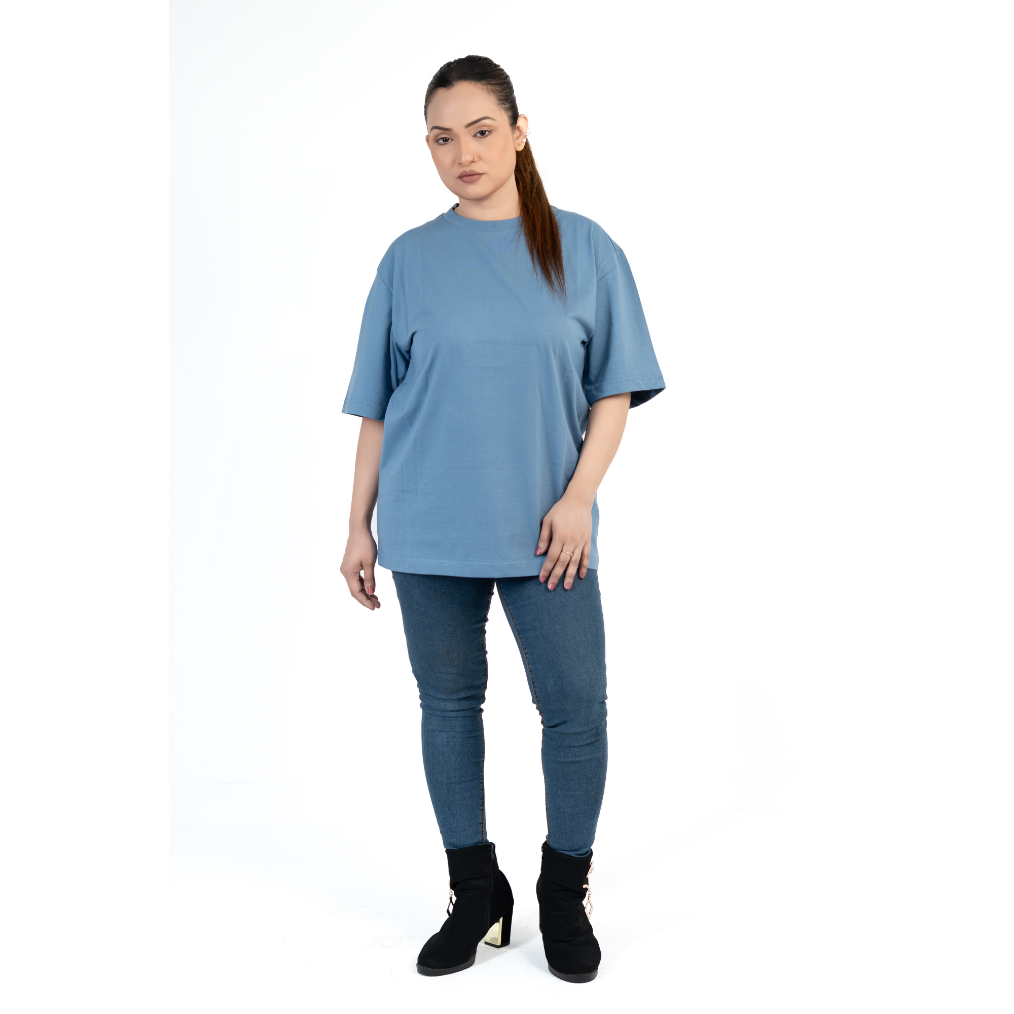 Himmelsblå Oversized T-shirt i Bomul