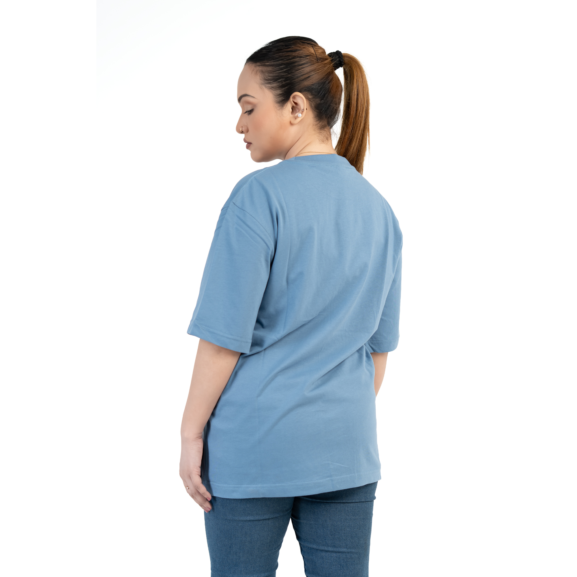 Himmelsblå Oversized T-shirt i Bomul
