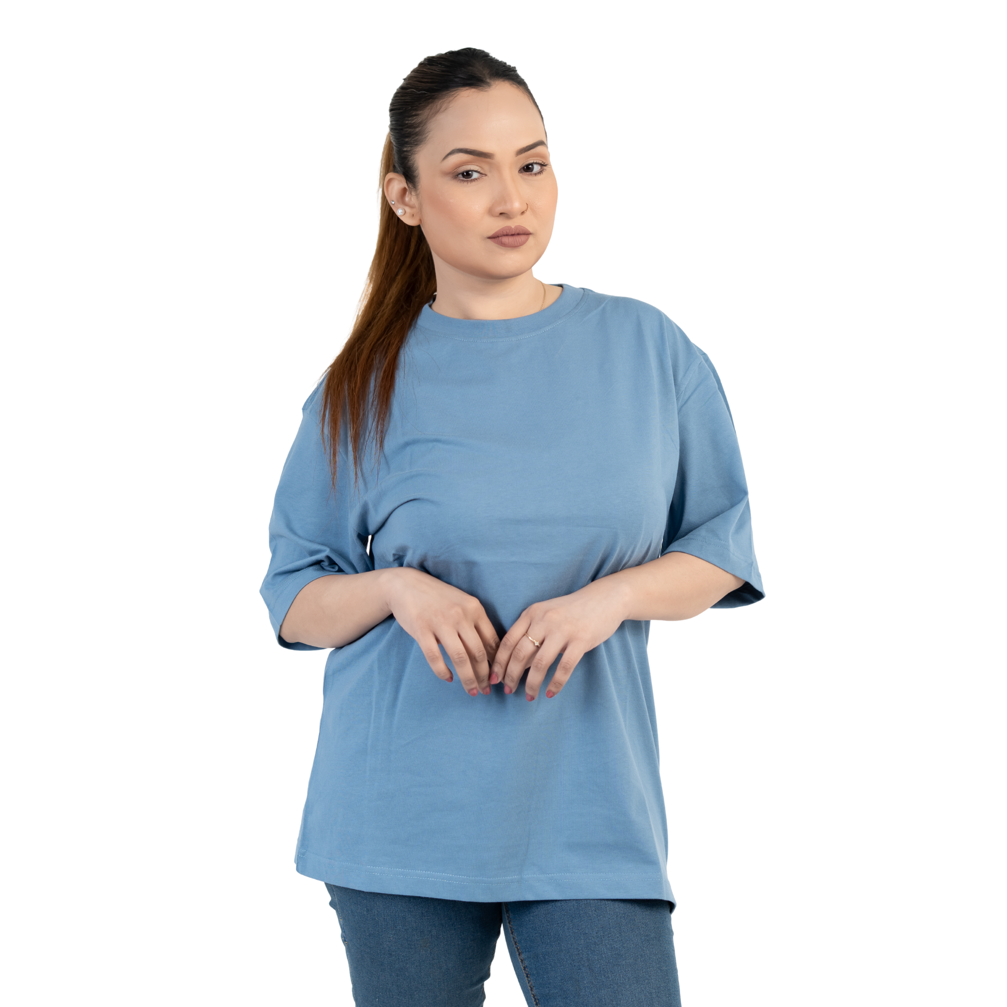 Himmelsblå Oversized T-shirt i Bomul