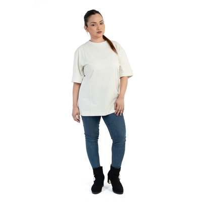 Vit Oversized T-shirt i Bomull