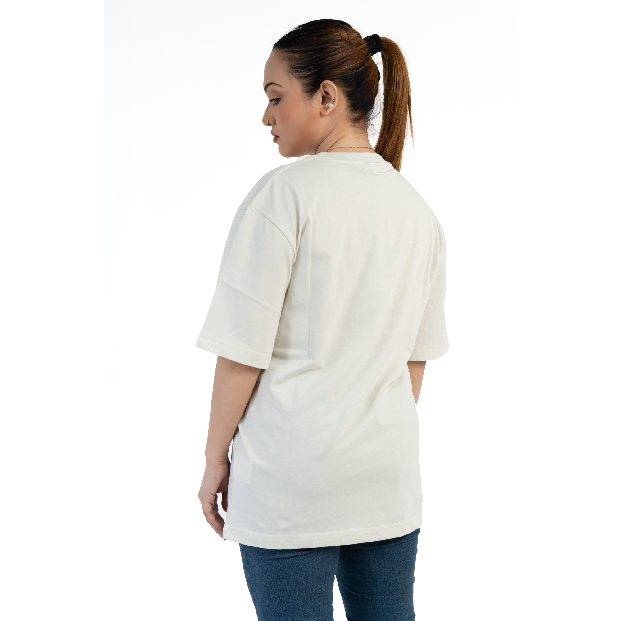 Vit Oversized T-shirt i Bomull