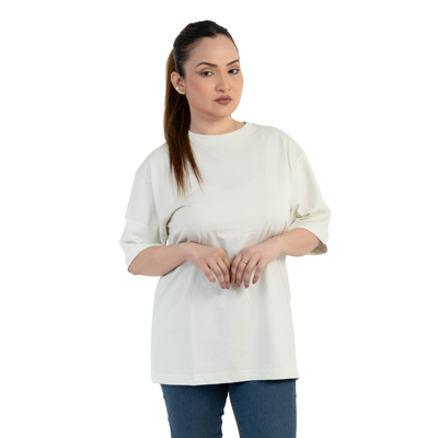 Vit Oversized T-shirt i Bomull