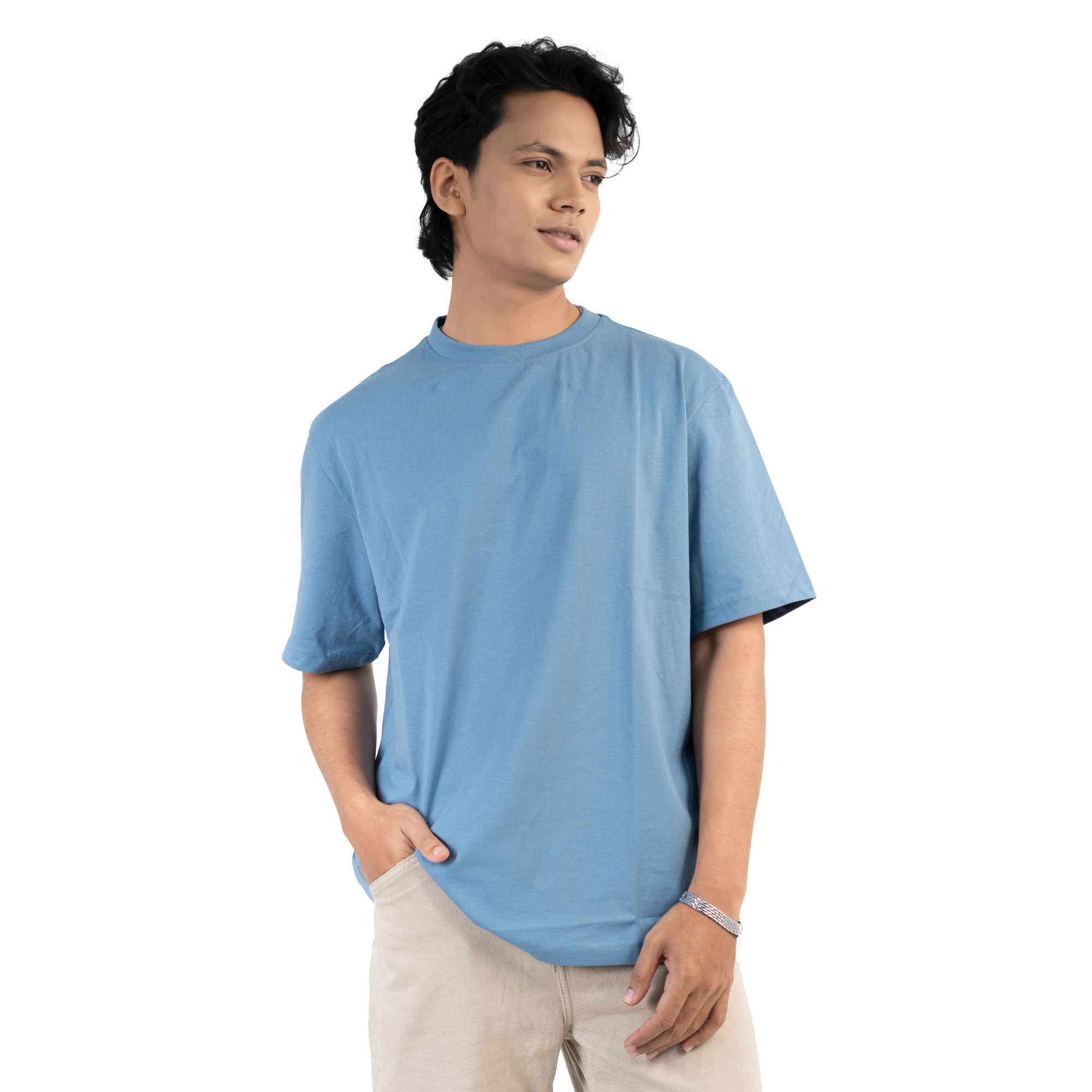 Himmelsblå Oversized T-shirt i Bomul