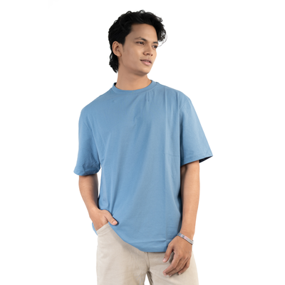 Himmelsblå Oversized T-shirt i Bomul