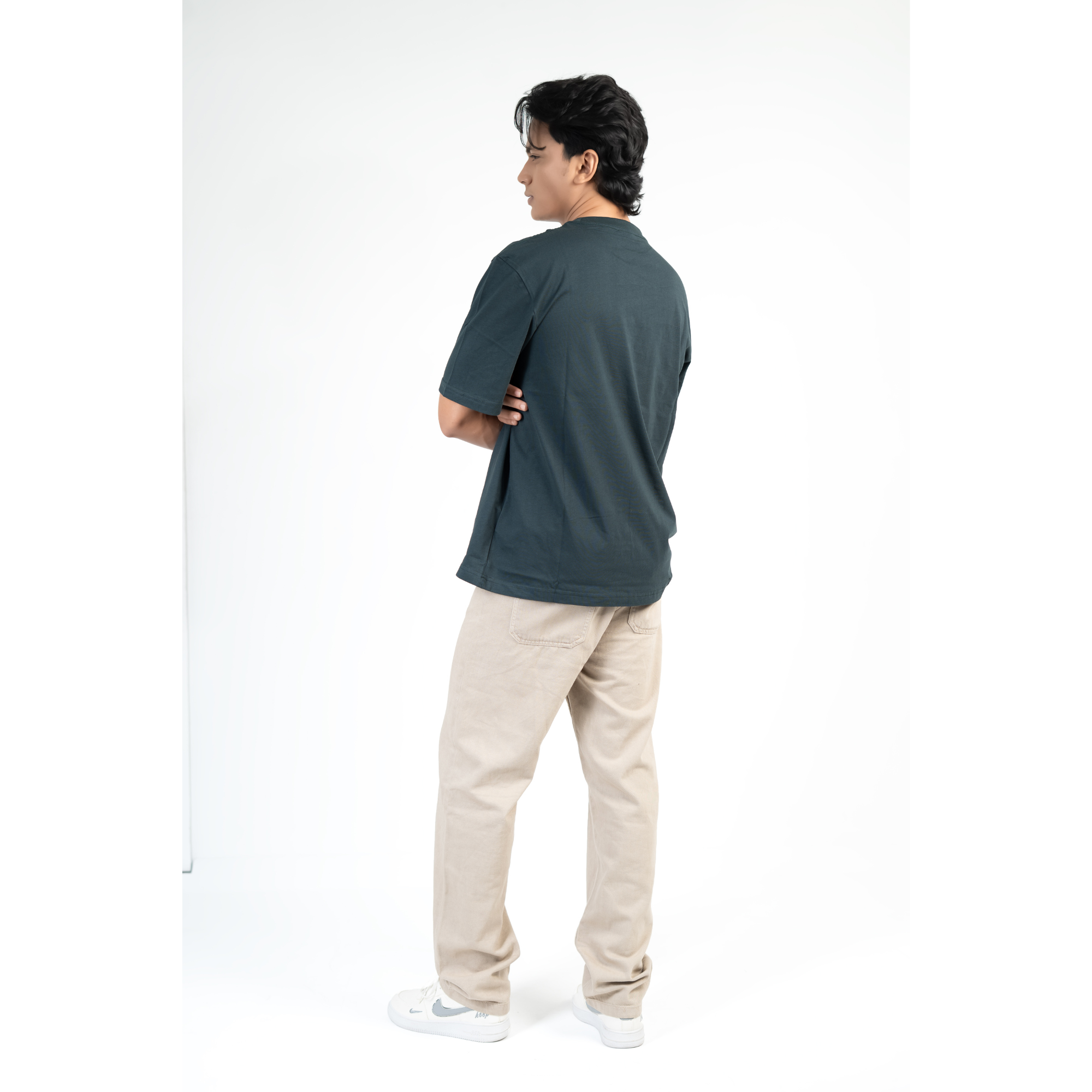 Petrolgrön Oversized T-shirt i Bomul