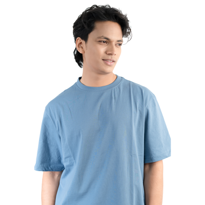 Himmelsblå Oversized T-shirt i Bomul