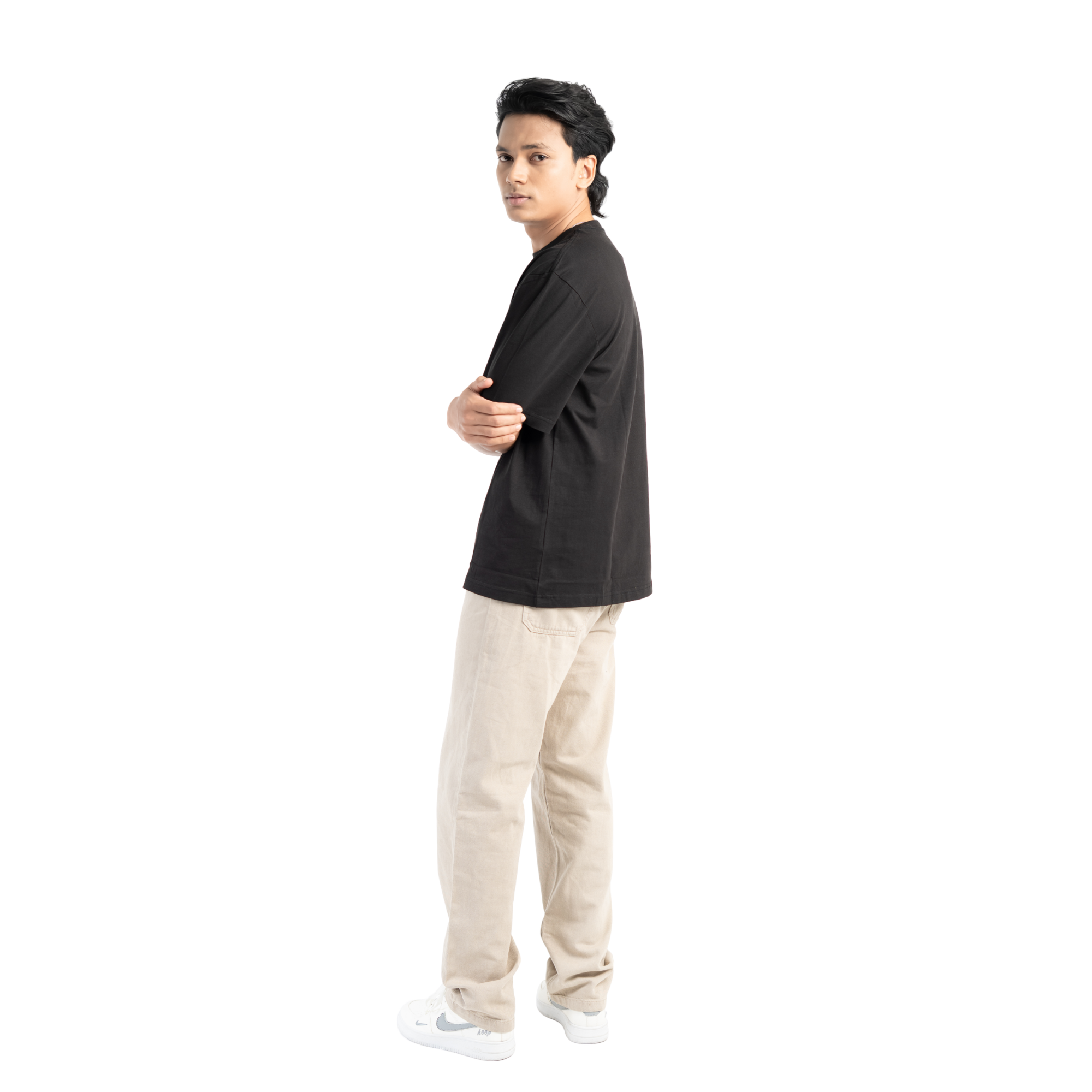 Svart Oversized T-shirt i Bomull
