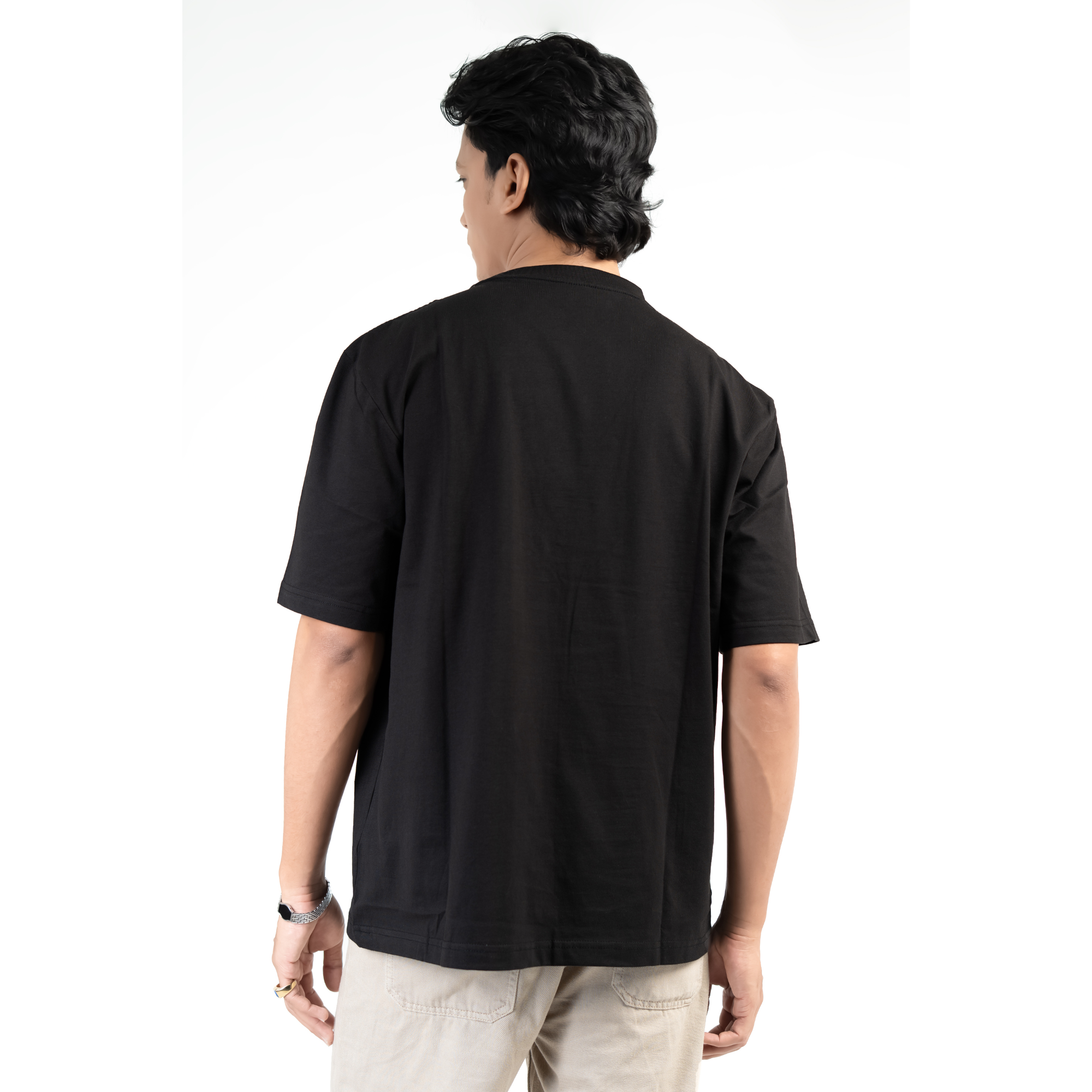 Svart Oversized T-shirt i Bomull