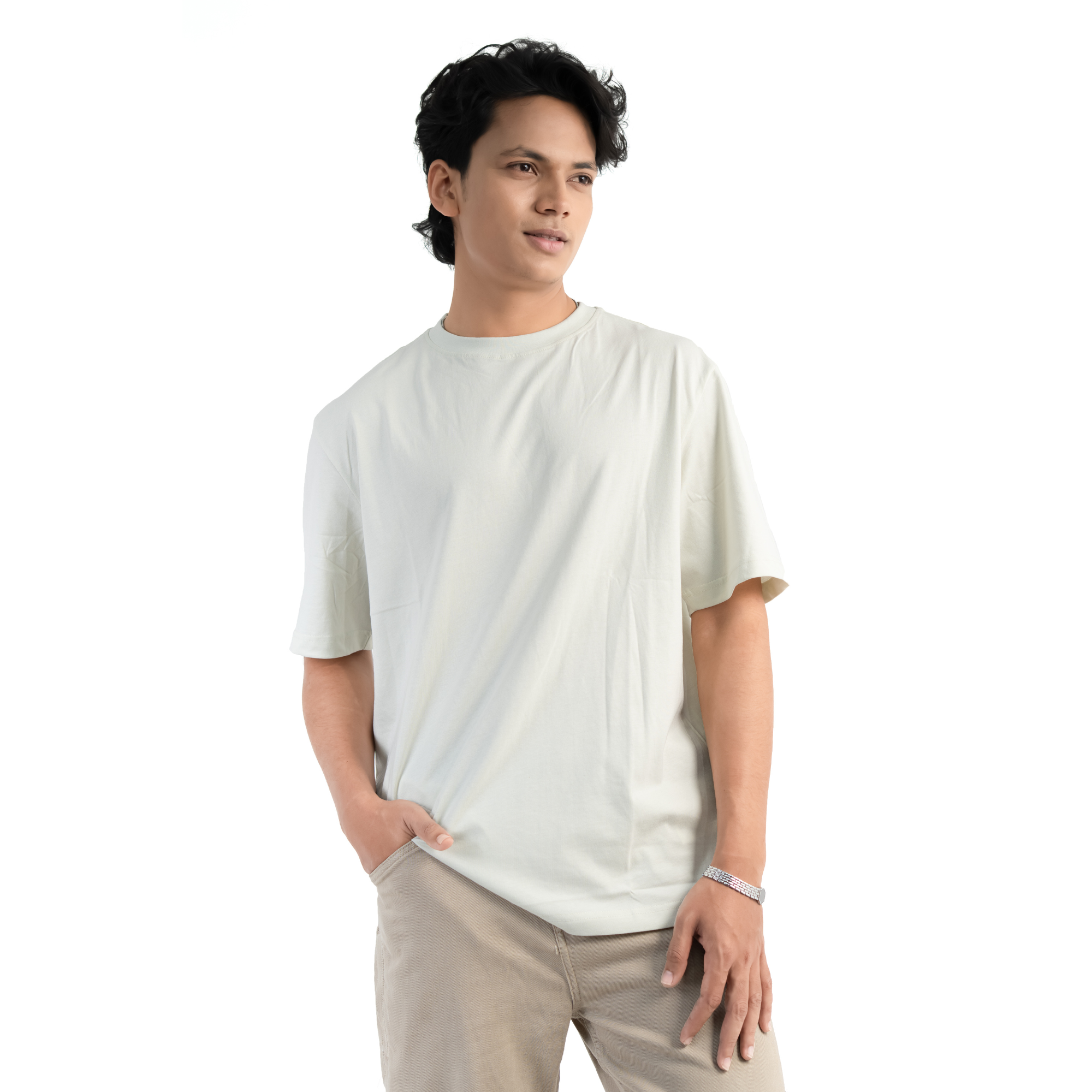 Vit Oversized T-shirt i Bomull