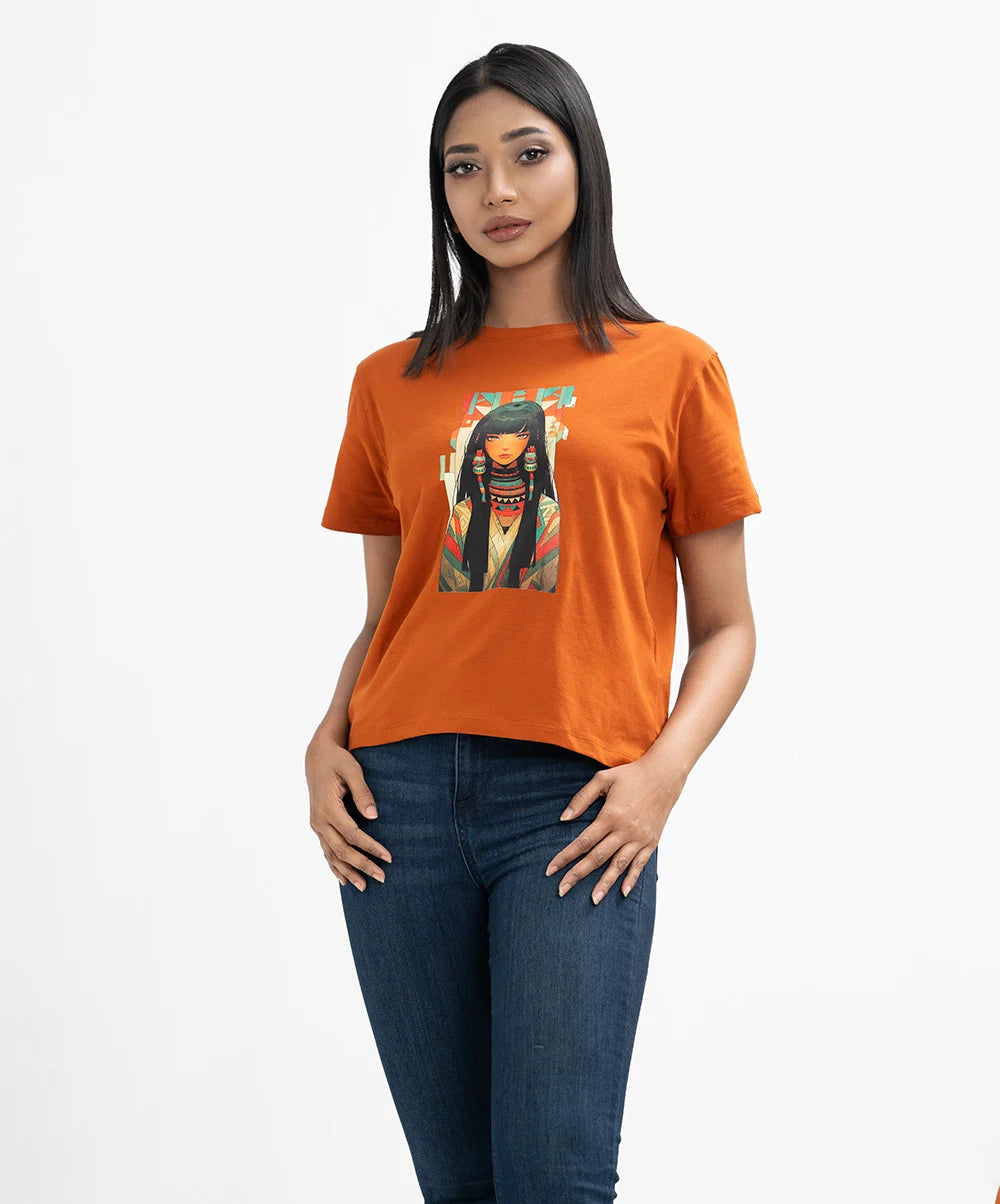 Orange Cotton Ladies T-shirt